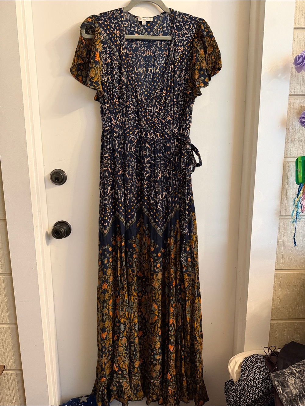 Patrons of Peace Bohemian Floral Maxi Wrap Dress medium